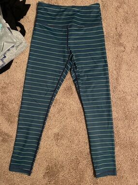 ZYIA Teal Leggings with Lime Stripes